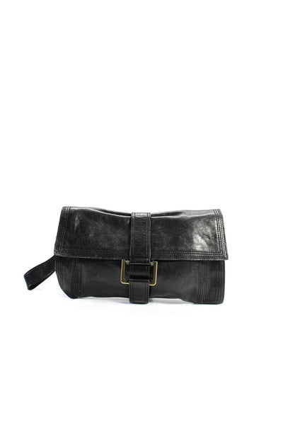 Kooba Womens Black Leather Buckle Wristlet Clutch Bag Handbag