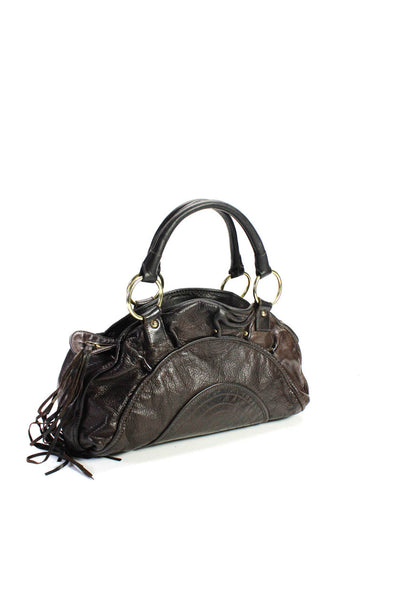 Bulga Womens Brown Leather Tassel Detail Hobo Shoulder Bag Handbag