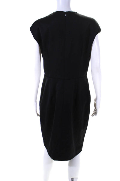 Reiss Womens V Neck Sleeveless Midi Sheath Dress Black Size 10