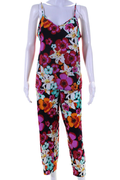 Natori Womens Floral Print Tank Camisole Casual Pants Set Multicolor Size L