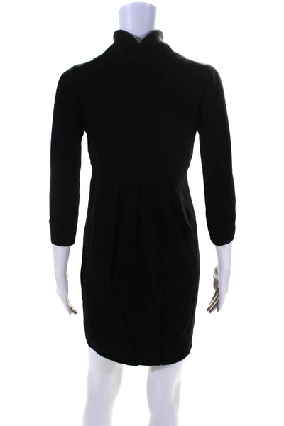 J Crew Women's Turtleneck Long Sleeves Mini Dress Black Size S