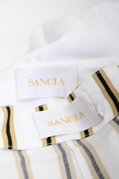 Sancia Women's High Waist Striped Pleated Wide Leg Trousers White Size XS, Lot 2