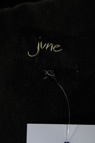 June Women's Velvet Distressed Asymmetric Moto Style jacket Green Size XS