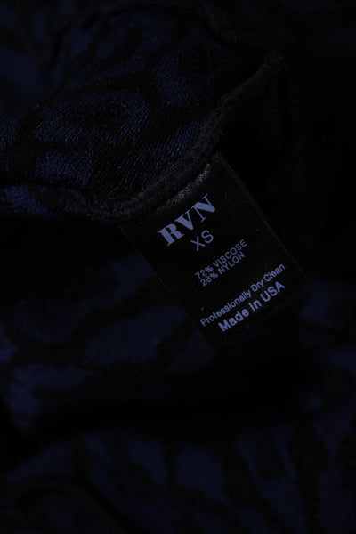 RVN Womens Animal Print Sleeveless Round Neck Drop Waist Dress Blue Size XS