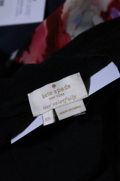 Kate Spade Womens Buttoned Long Sleeve Asymmetrical Trim Cardigan Black Size XS