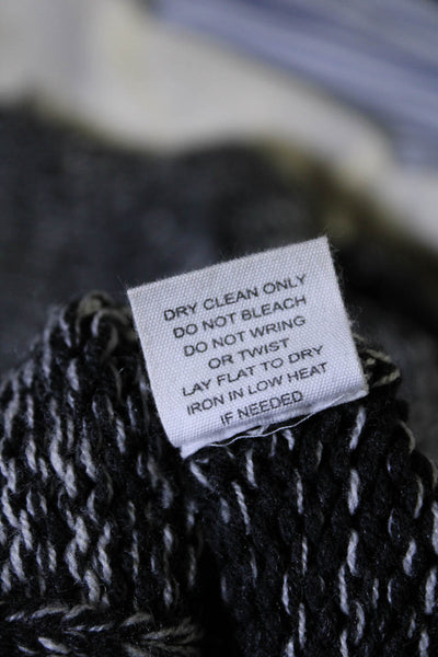Duffy Womens Wool Striped Woven Long Sleeve Turtleneck Sweater Black Size XS