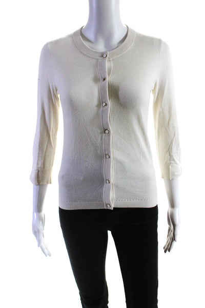 Kate Spade Womens Cotton Buttoned Round Neck Long Sleeve Cardigan Beige Size XS