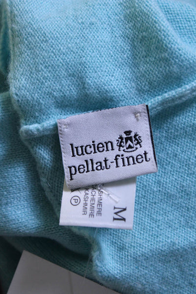 Lucien Pellat-Finet Womens Cashmere Jeweled Lip Sweater Blue Size Medium