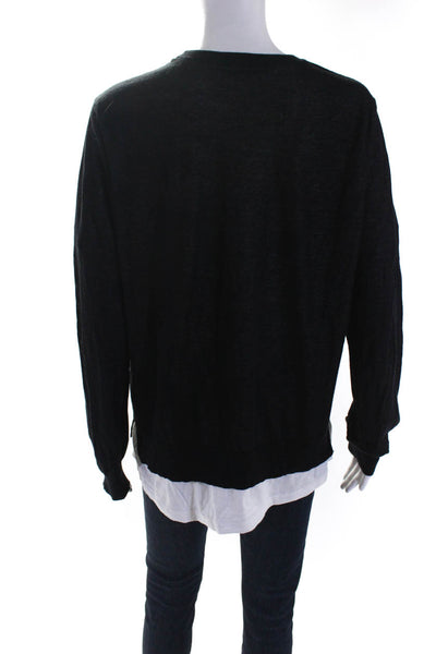 T Alexander Wang Womens Long Sleeves Sweatshirt Black Cotton Size Large
