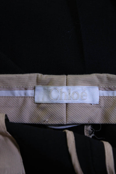 Chloe Womens Creased Slim Leg Dress Pants Black Wool Size EUR 46