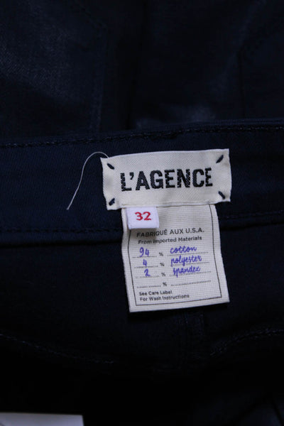 L'Agence Womens Margot Skinny Leg Jeans Navy Coated Blue Cotton Size 32