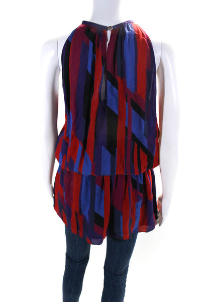 Ramy Brook Women's Silk Striped Halter Neck Blouse Multicolor Size XS