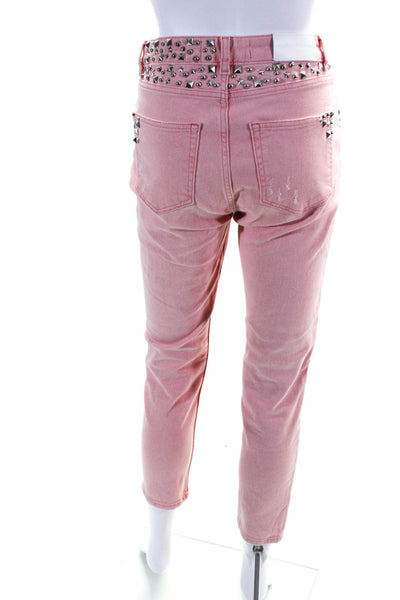 The Kooples Women's Five Pockets Studs Skinny Denim Pant Pink Size 27