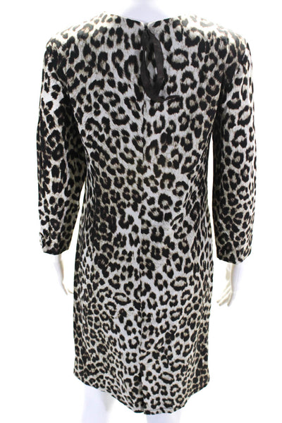 Rag & Bone Womens Silk Leopard Print Long Sleeve Knee Length Dress Brown Size 4
