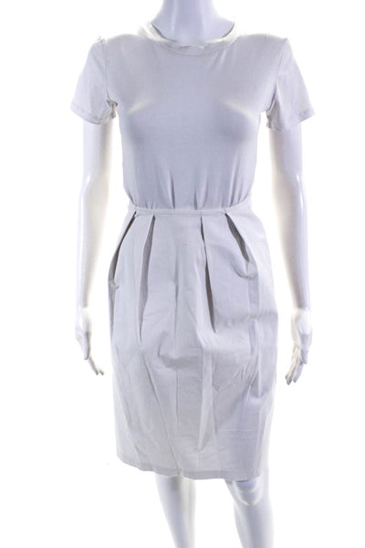 Lafayette 148 New York Womens Cotton Woven Pleated A-Line Skirt White Size 6