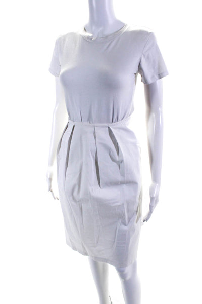 Lafayette 148 New York Womens Cotton Woven Pleated A-Line Skirt White Size 6