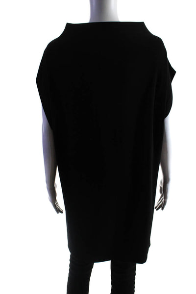 KAMALIKULTURE Womens Round Neck Cuffed Short Sleeve Pullover Blouse Black Size M