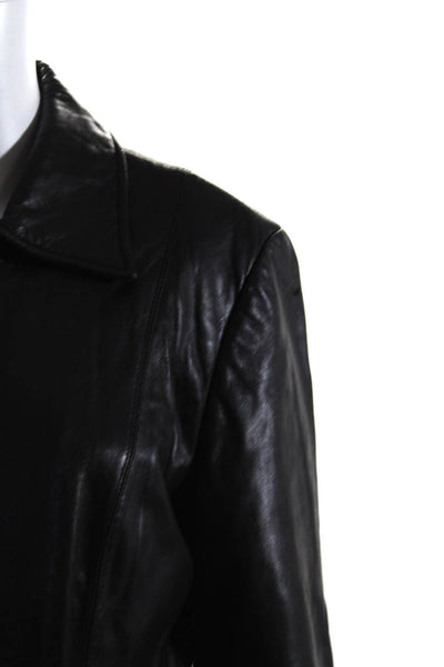 Vakko Womens Leather Darted Zipped Long Sleeve Collared Jacket Black Size M