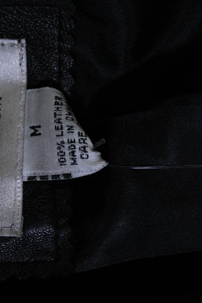 Vakko Womens Leather Darted Zipped Long Sleeve Collared Jacket Black Size M