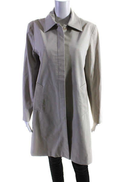 Jenne Maag Womens Covered Placket Buttoned Collared Trench Coat Beige Size S