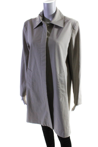 Jenne Maag Womens Covered Placket Buttoned Collared Trench Coat Beige Size S