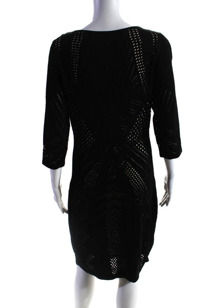 Calvin Klein Womens Textured Layer Pullover Long Sleeve Midi Dress Black Size L