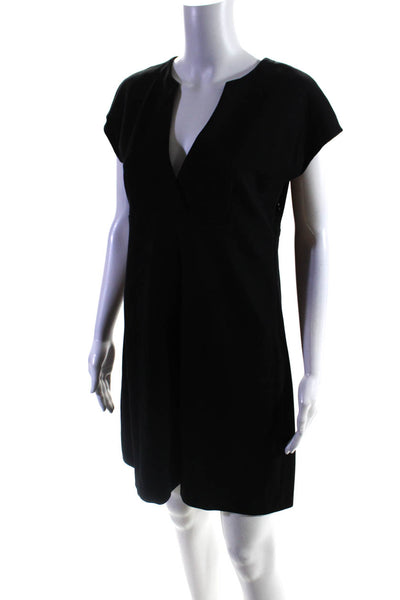 Cynthia Cynthia Steffe Womens V-Neck Cap Sleeve Zipped Midi Dress Black Size M