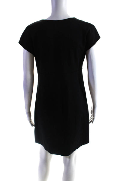 Cynthia Cynthia Steffe Womens V-Neck Cap Sleeve Zipped Midi Dress Black Size M