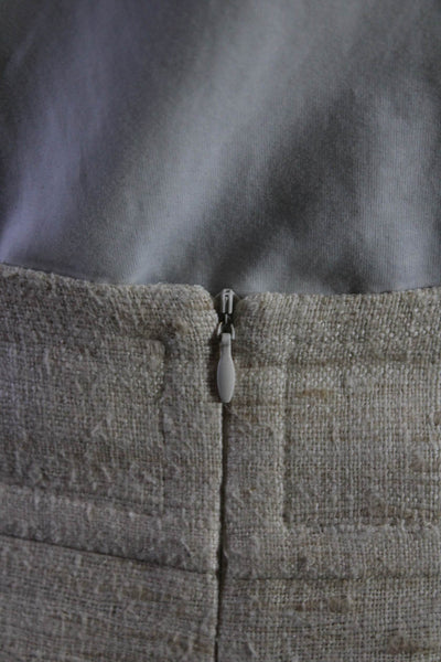 Trina Turk Womens Silk Striped Textured Buttoned Blazer Skirt Set Tan Size 8