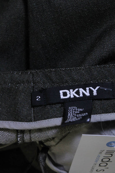 DKNY Womens Cotton Denim High-Rise Zip Up Straight Leg Jeans Dark Green Size 2