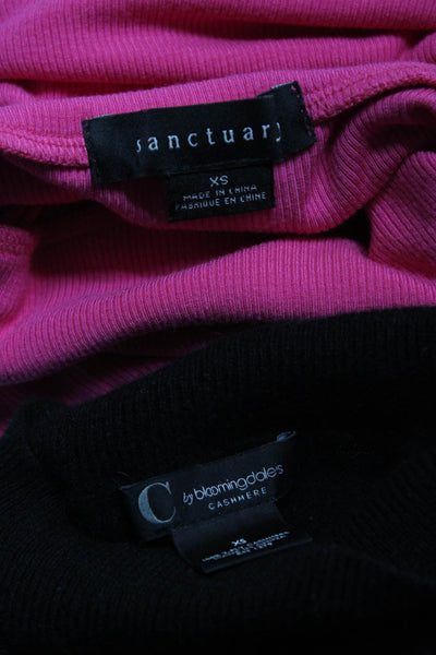 C by Bloomingdales Sanctuary Womens Mock Neck Sweaters Pink Black XS Lot 2