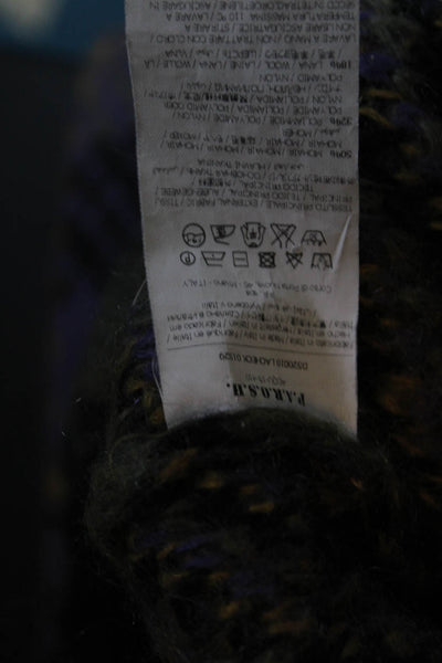 Parosh Womens Plaid Print Knitted Buttoned Long Sleeve Cardigan Purple Size M