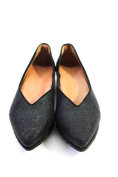 L'Amour Des Pieds Studded Pointed Toe Platform Makayla Flats Black Size 9US M