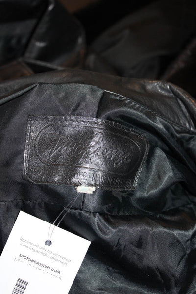Timo Rienzi Womens Leather Single Button Light Jacket Black Size Large