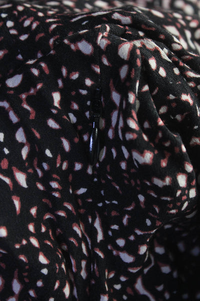 Ba&Sh Womens Abstract Print V-Neck Short Sleeve Long A-Line Dress Black Size S