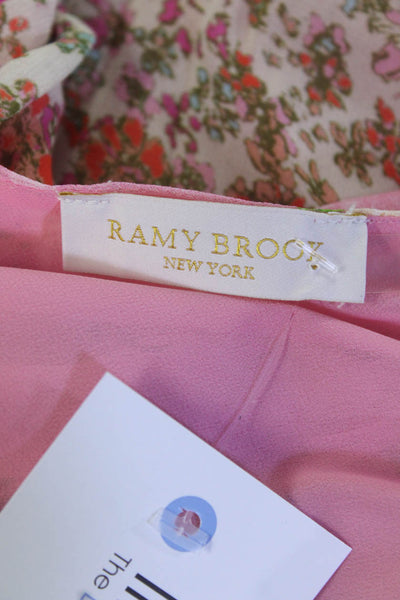 Ramy Brook Womens Floral Print V-Neck Asymmetrical Hem Dress Multicolor Size S