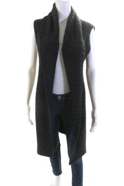 Jarbo Womens Knit Collared Sleeveless Longline Sweater Vest Gray Size 36