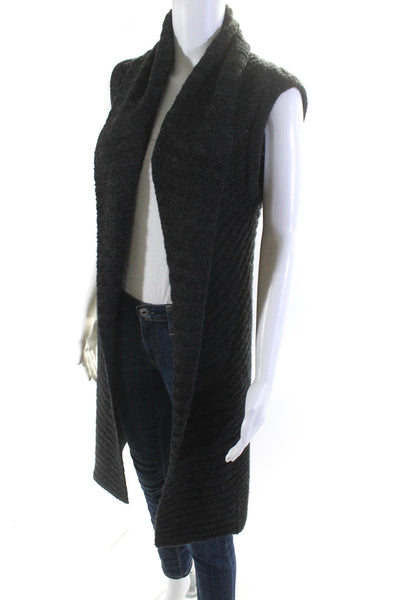 Jarbo Womens Knit Collared Sleeveless Longline Sweater Vest Gray Size 36