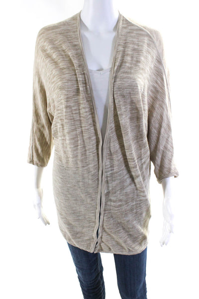 Ports 1961 Womens Cotton Hook + Eye Closure Cardigan Sweater Beige Size S