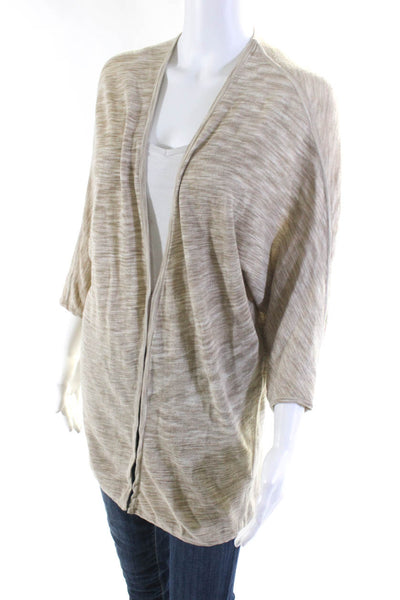 Ports 1961 Womens Cotton Hook + Eye Closure Cardigan Sweater Beige Size S