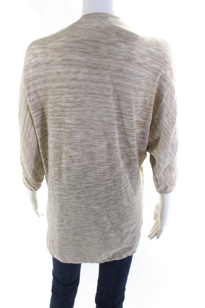 Ports 1961 Womens Cotton Hook + Eye Closure Cardigan Sweater Beige Size S