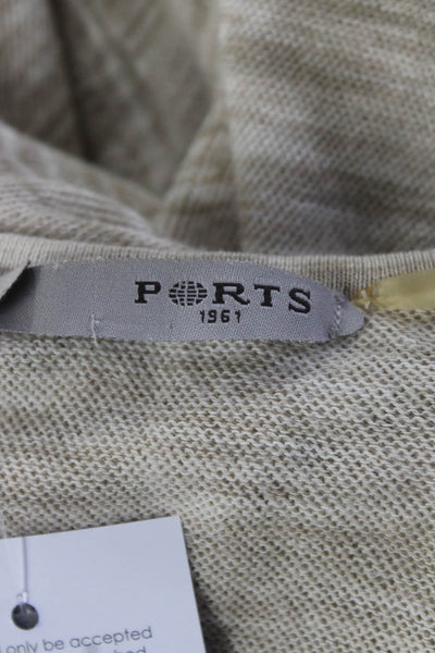 Ports 1961 Womens Cotton Hook + Eye Closure Cardigan Sweater Beige Size S