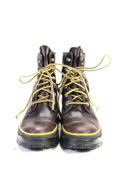 Timberland Womens Leather Lace Up Platform Combat Boots Brown Size 6.5US 37.5EU