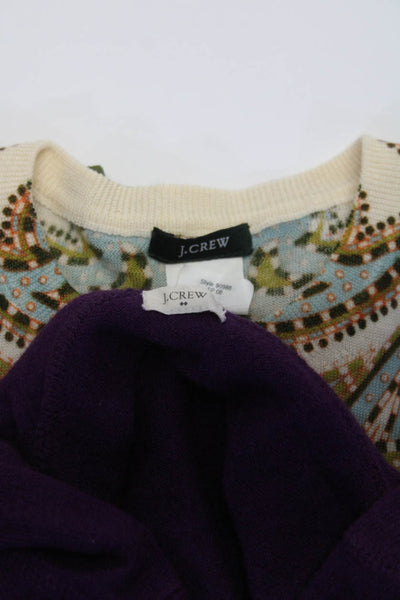 J Crew Women's Hood Long Sleeves Sweater Purple Size M Lot 2