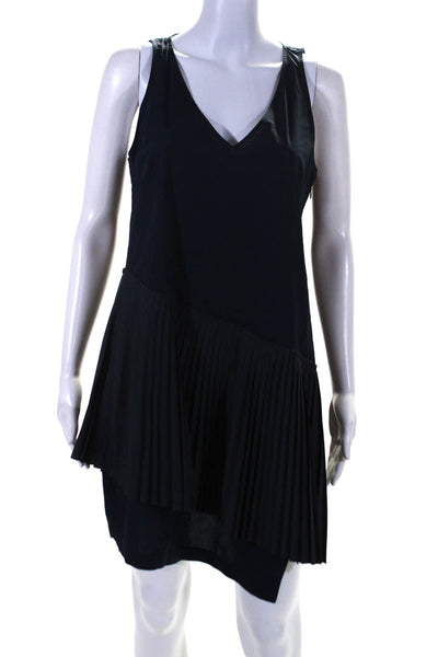 Derek Lam 10 Crosby Womens Side Zip Pleated Layered Shift Dress Navy Size 6