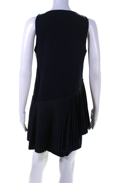 Derek Lam 10 Crosby Womens Side Zip Pleated Layered Shift Dress Navy Size 6