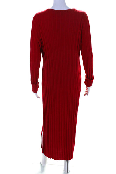 Asos Womens Long Sleeve Scoop Neck Long Knit Sweater Dress Red Size 8
