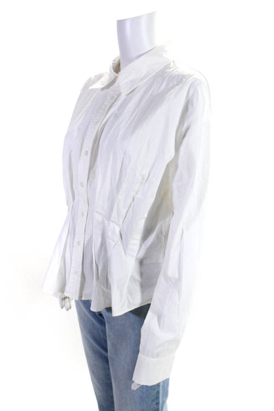 Pistola Womens Cotton Pleated Long Sleeve Button-Up Blouse White Size Large