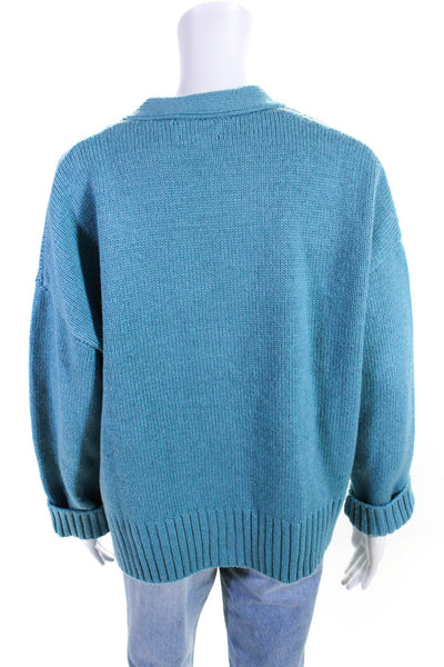 The Drop Womens Knit V-Neck Long Sleeve Cardigan Sweater Blue Size Medium