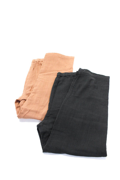 Lilla P Womens Cotton Elastic Buttoned Straight Leg Pants Orange Size S Lot 2